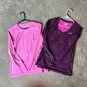 Lot of 2 Used Under Armor XS Long Sleeved Shirts.
